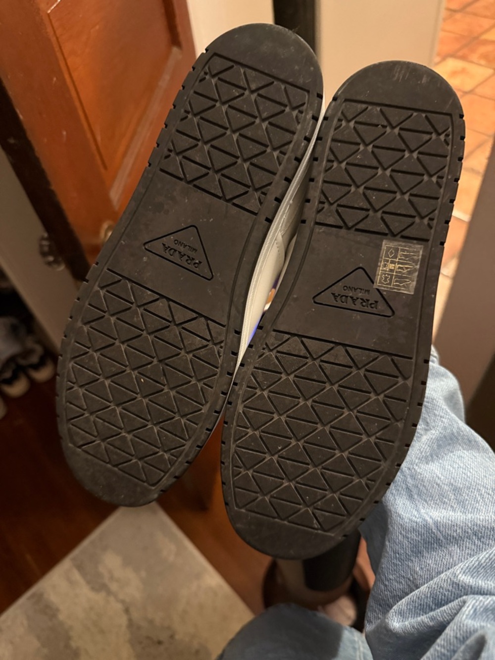 Prada Downtown White Leather Low-Top Sneakers - Picture 5 of 6